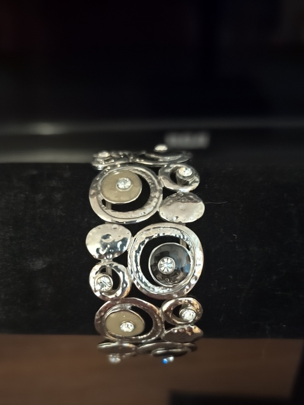 Silver Ripple Circle Crystal Bracelet - Women Jewelry